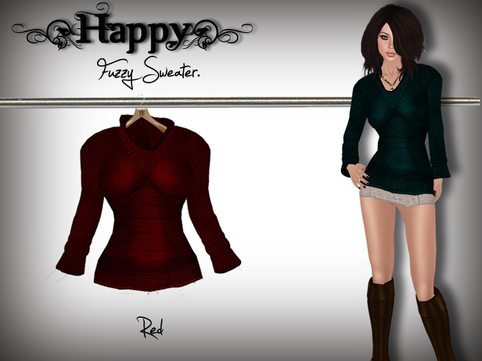 {Happy} Fuzzy Sweater (Red)
