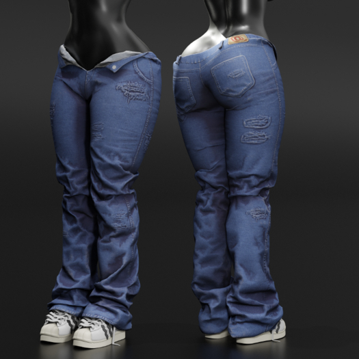 ardor* - open rip jeans (deep blue)