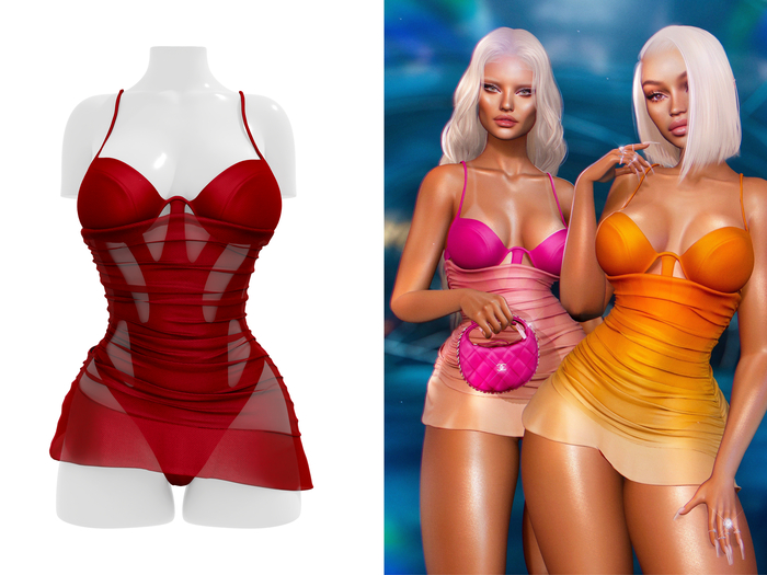 [Brior] Cleo Draped Corset Mini - (Red)