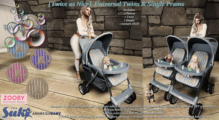 [Twice as Nice]  Universal Twin/single Prams