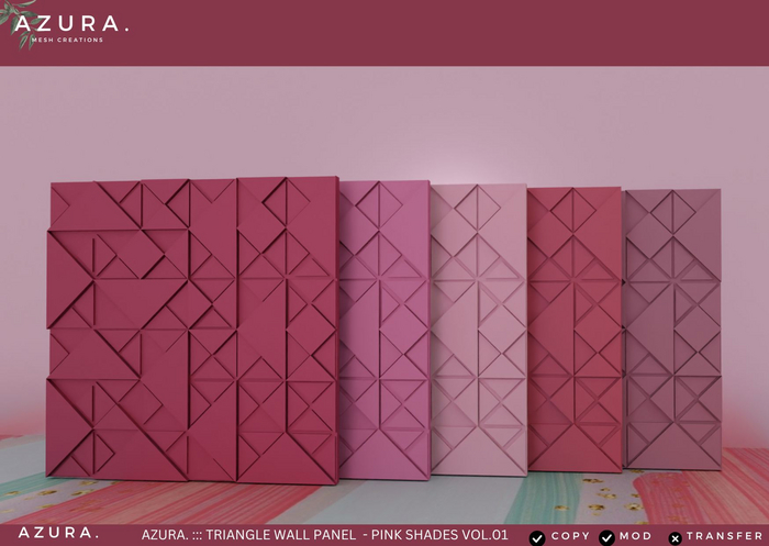 AZURA ::: TRIANGLE WALL PANEL - PINK SHADES VOL.01