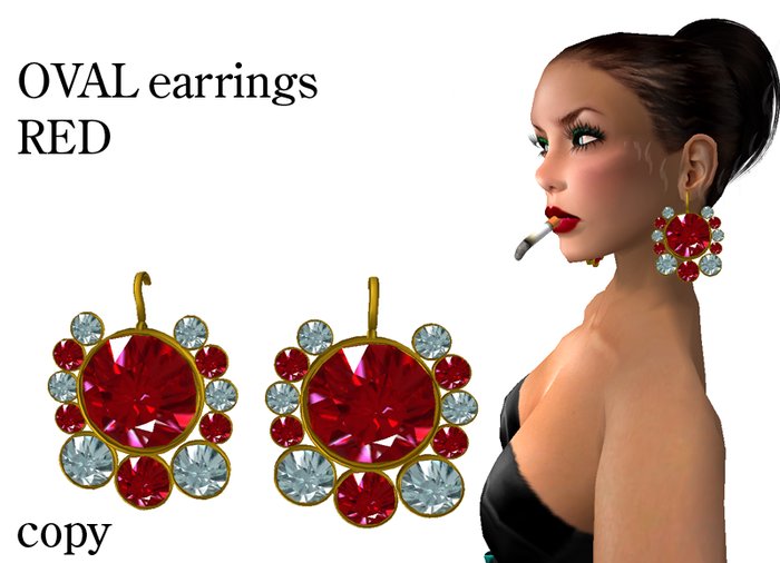 OVAL EARRINGS - red