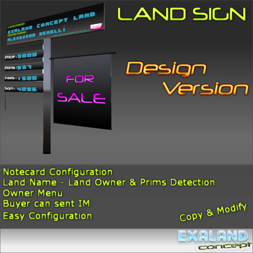 Land Sign Design Version with Owner Menu - Easy Config