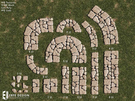 Second Life Marketplace - Stone Pathway Set 21Pcs HQ [Erfe Design] PACK