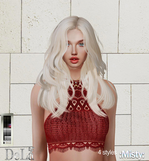 =DeLa*= Mesh Hair "Misty" Black Gray White