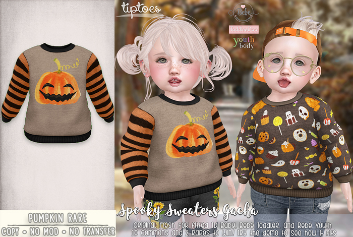 . tiptoes - Spooky Sweater - Pumpkin RARE