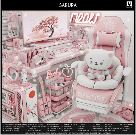 1. BAMSE : Sakura - Chair + Seat + Fluffy RARE