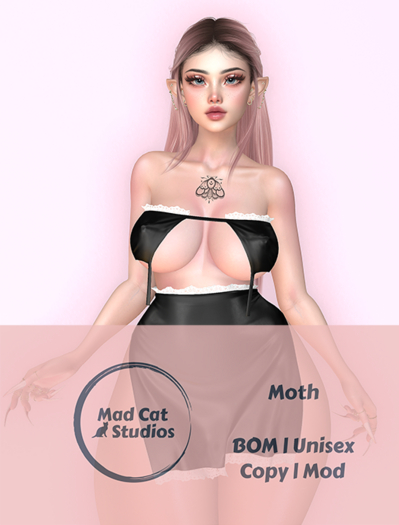 Mad Cat Studios | Chest Tattoo "Moth" | BOM | Unisex