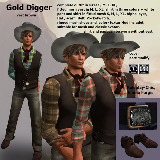 RP-Chic Gold Digger  vest brown
