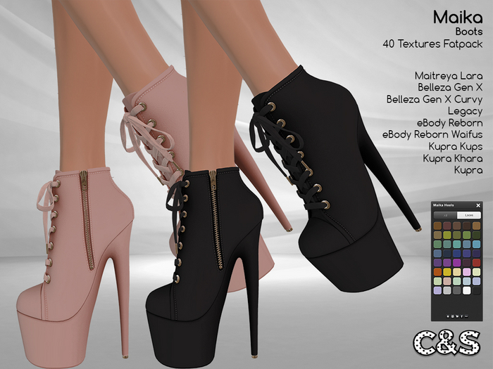 C&S Maika Heels for Maitreya, Legacy, Kupra and eBody. 40 Text. Mix & Match