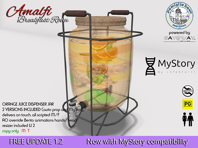 AMALFI FOR BREAKFAST - ORANGE DISPENSER JAR MyStory