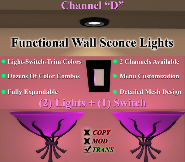 JBE ~ Wall Sconce-Lights (D) (2-Lights + 1-Switch)(T-230911)