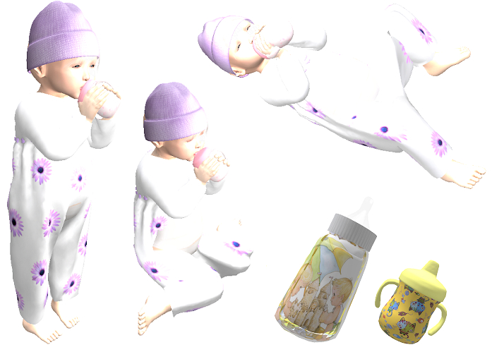 Second Life Marketplace - 3 animations Bottle Baby BENTO Full Perm