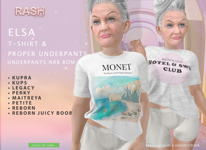 *Kavita* Elsa T-SHIRT - MONET ,THE BEACH -❤ KUPS ❤ LEGACY / PERKY ❤ MAITREYA / PETITE  ❤ REBORN  ❤ REBORN JUICY  ❤ KUPRA
