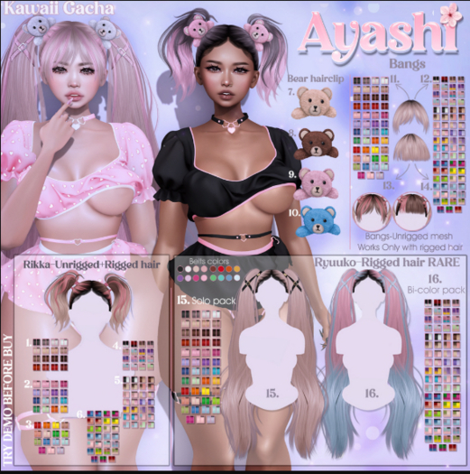 16. Ayashi Ryuuko hair-Bi-color pack-RARE