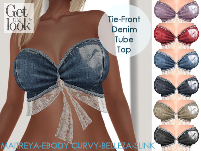 SEXY DENIM TUBE TOP-ADORABLE CAMI DOLLARBIE CROPPED CROP TIGHT FITTING SPORTY CLUBBING CLUB BOATING WORKOUT