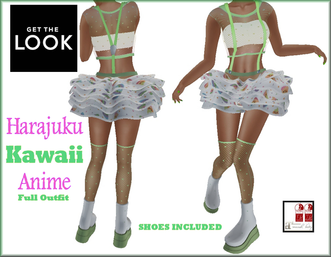 ADORABLE AND CUTE KAWAII ANIME COMPLETE OUTFIT FOR MAITREYA SLINK HOURGLASS PHYSIQUE  SKIRT TOP SOCKS SHOES COMPLETE SET