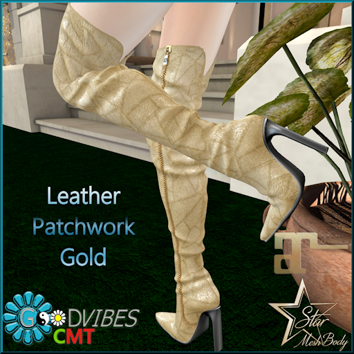 GoodVibes Leather Patchwork Boots Gold
