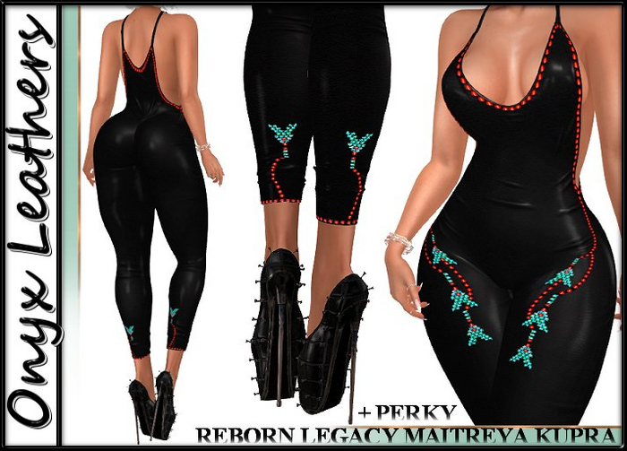 LEATHER Jumpsuit with Native Bead work
