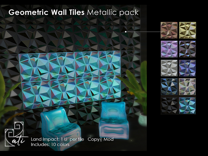 ati: Geometric wall tiles Metallic pack_10 colors_wall panel