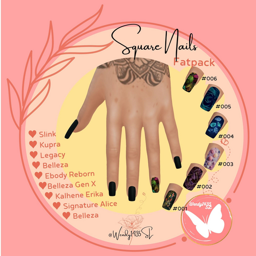 Wendy1435SL | Square Nails | Colorpack #001/#006
