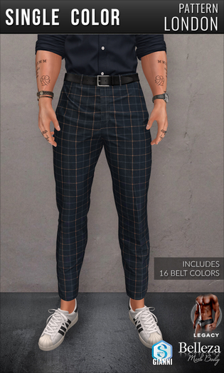 {COLD-ASH} Mens RHYS Cropped Chinos (Pattern-London)