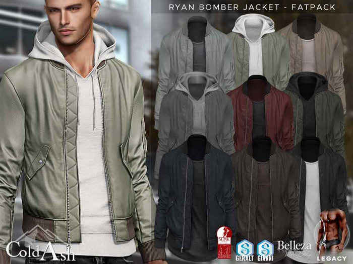 {COLD-ASH} Mens RYAN Bomber Jacket (FatPack)