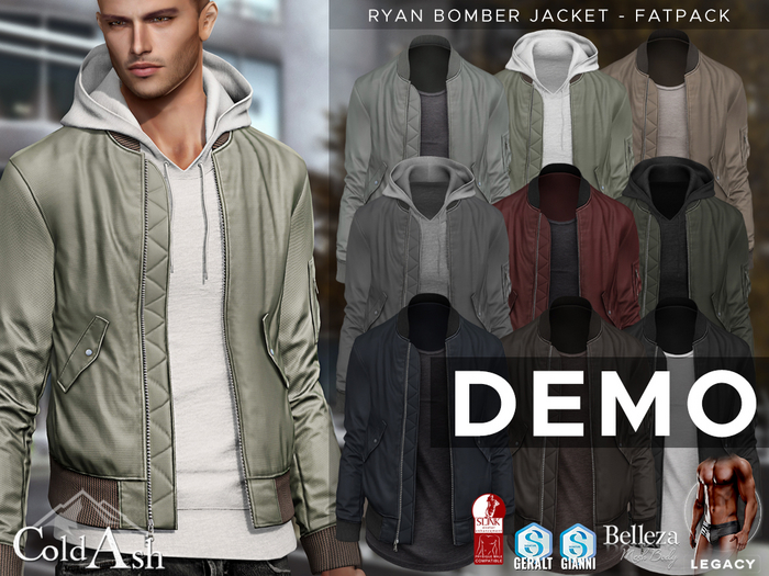 {COLD-ASH} DEMO Mens RYAN Bomber Jacket