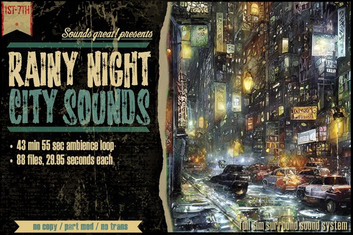 Sounds Great! Ambient System - Rainy Night City Sounds