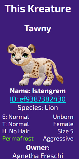 Kreature Female Tawny Lion Istengrem
