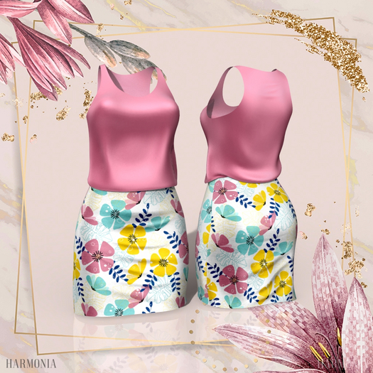 Pink Flowers Mid Dress