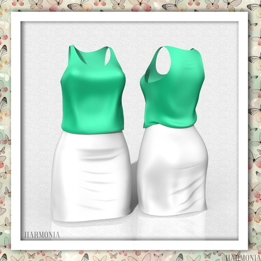 Green White Mid Dress