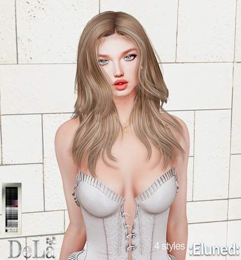 =DeLa*= Mesh Hair "Eluned" Black Gray White