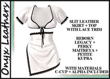 Suzie Leather Slit Skirt w Matching Top White
