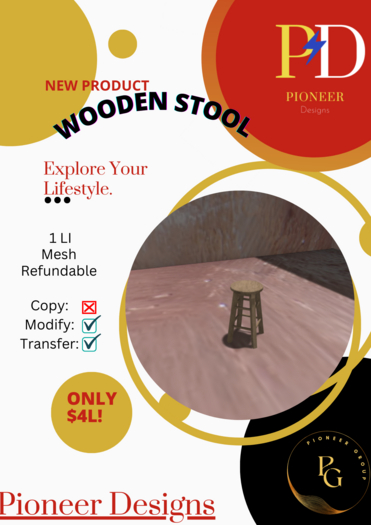 Pioneer Designs - Wooden Stool