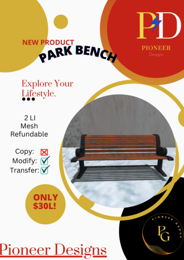 Pioneer Designs - Park Bench