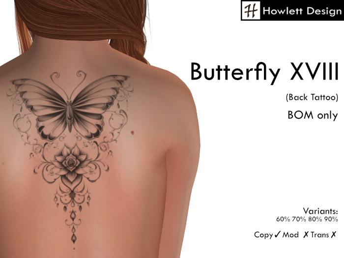 [HDesign] Butterfly XVIII (Back Tattoo)