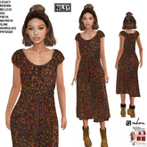 FRINGED NECK HARVEST DRESS,MESH BODY