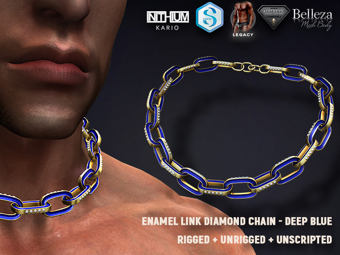 [SEVENELEVEN] Enamel Link Diamond Chain - Deep Blue
