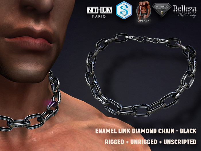 [SEVENELEVEN] Enamel Link Diamond Chain - Black