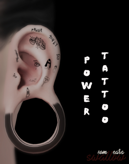 PROFANATION Power Tattoo Swallow GAUGED XL Ears