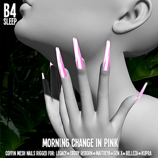 b4sleep:: Morning Change PINK Mesh Nails 