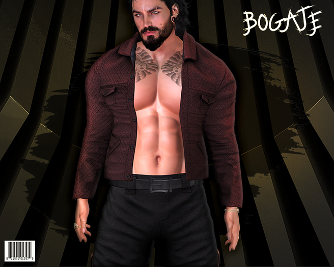 BOGATE_ Trucker jacket (Dark Red)