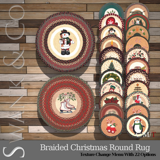 Swank & Co. Braided Christmas Round Rug V2 