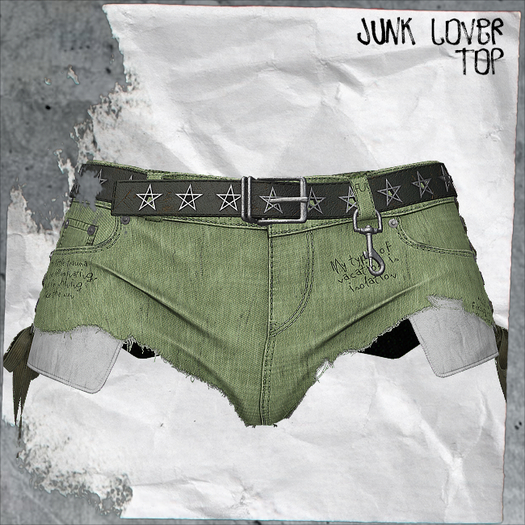 +WORN+ Junk Lover Shorts TEXT LIME
