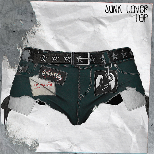 +WORN+ Junk Lover Shorts PATCHES GREEN
