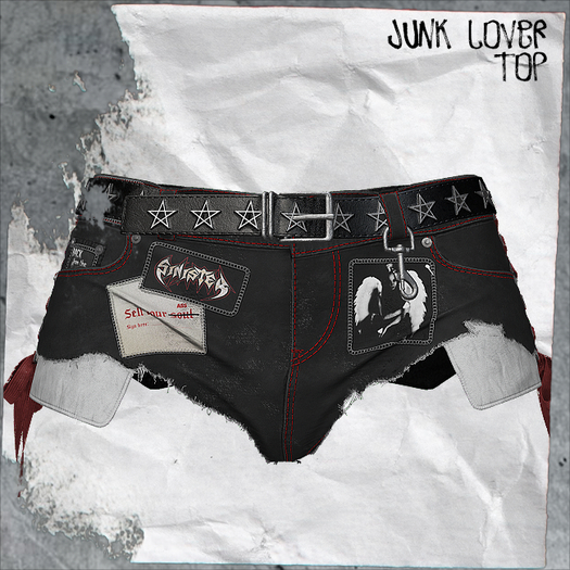 +WORN+ Junk Lover Shorts PATCHES BLACK