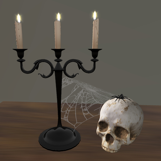 Song's Halloween Candle & Skull with tiny visitor