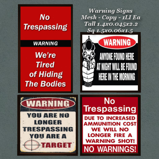 Warning Signs Trespass