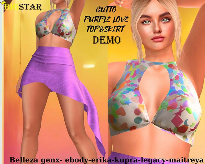 !GUTTO! PURPLE LOVE TOP&SKIRT  DEMO